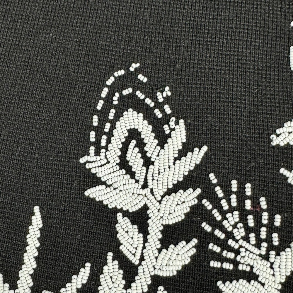 Vtg Palio Beaded Wool Sleeveless Top Black White Lined Back Zip Floral Knit M/L - Picture 14 of 14